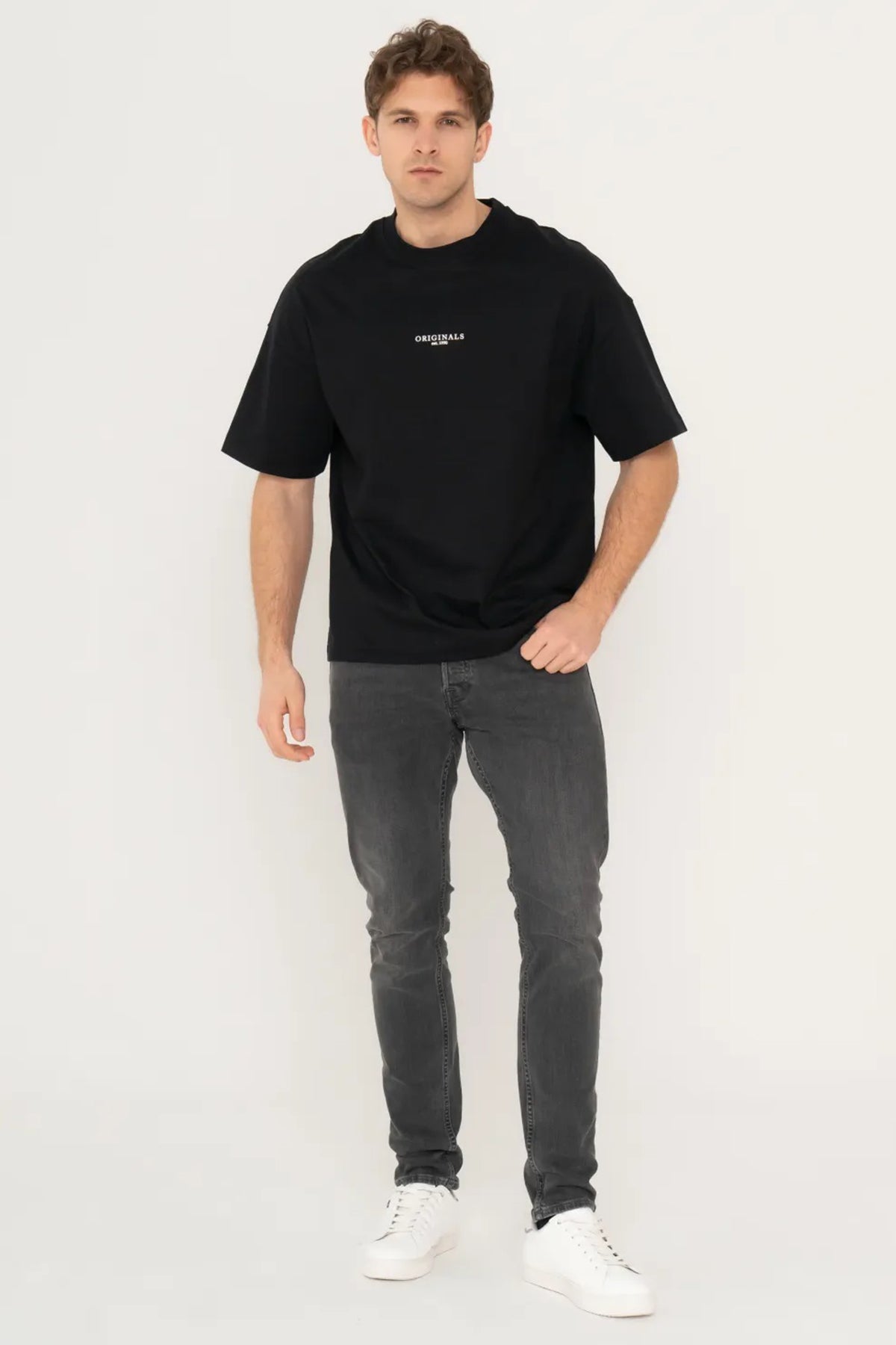 Jack & Jones Originals Jorsantorini Pamuklu Bisiklet Yaka Erkek T Shirt 12251774 SİYAH