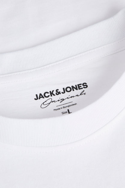 Jack & Jones Originals Jorsantorini Pamuklu Bisiklet Yaka Erkek T Shirt 12251774 BEYAZ