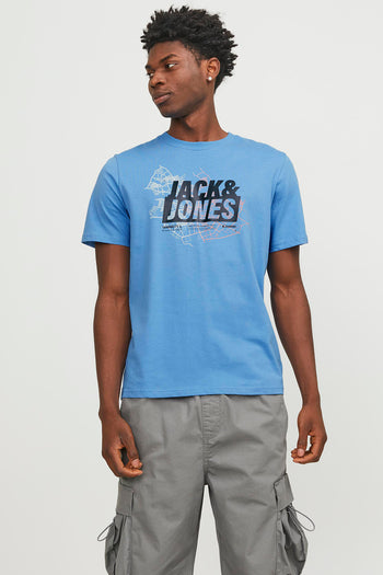 Jack & Jones Core Jcomap Pamuklu Bisiklet Yaka Erkek T Shirt 12252376 MAVİ