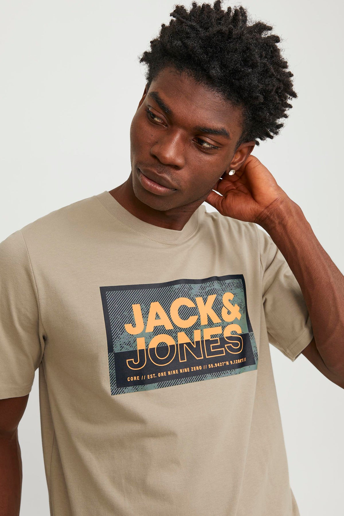 Jack & Jones Core Jcologan Pamuklu Bisiklet Yaka Erkek T Shirt 12253442 BEJ