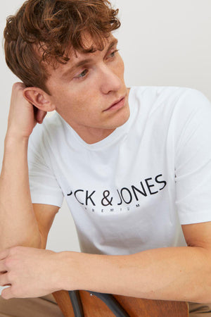 Jack & Jones Premium Jprblajack Pamuklu Bisiklet Yaka Erkek T Shirt 12256971 BEYAZ