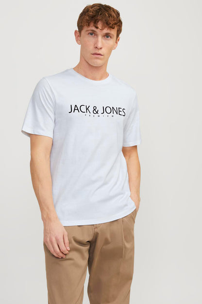 Jack & Jones Premium Jprblajack Pamuklu Bisiklet Yaka Erkek T Shirt 12256971 BEYAZ