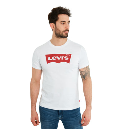 Levi's Baskılı Bisiklet Yaka % 100 Pamuk Erkek T Shirt 17783-0314 BEYAZ