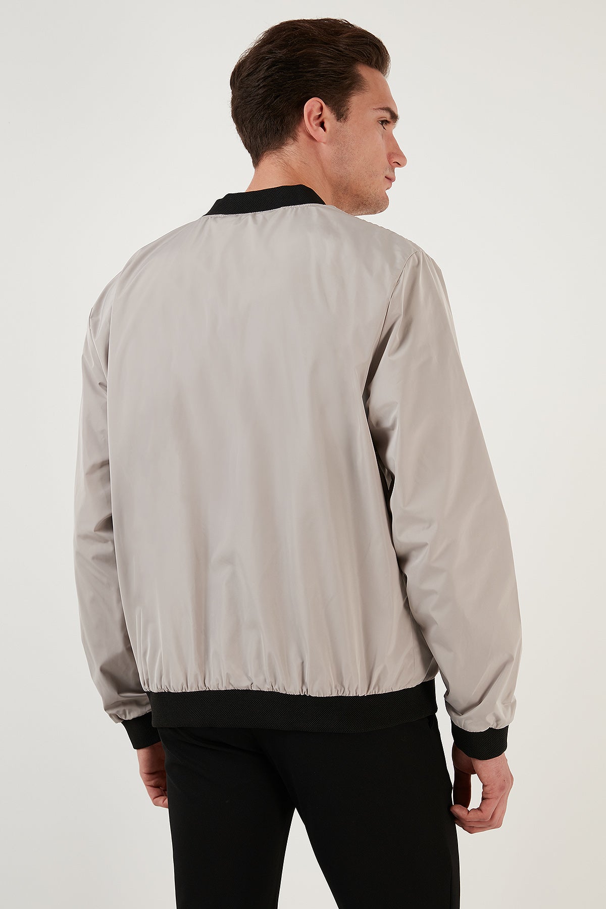 Buratti Slim Fit Fermuarlı Kolej Yaka Bomber İnce Erkek Mont 497TEKER TAŞ