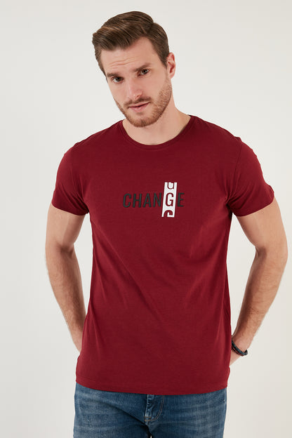 Buratti Pamuklu Slim Fit Bisiklet Yaka Erkek T Shirt 541CHANGE24 BORDO