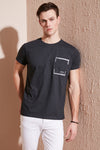 Buratti Bisiklet Yaka % 100 Pamuklu Slim Fit Erkek T Shirt 541REWORK KOYU GRİ