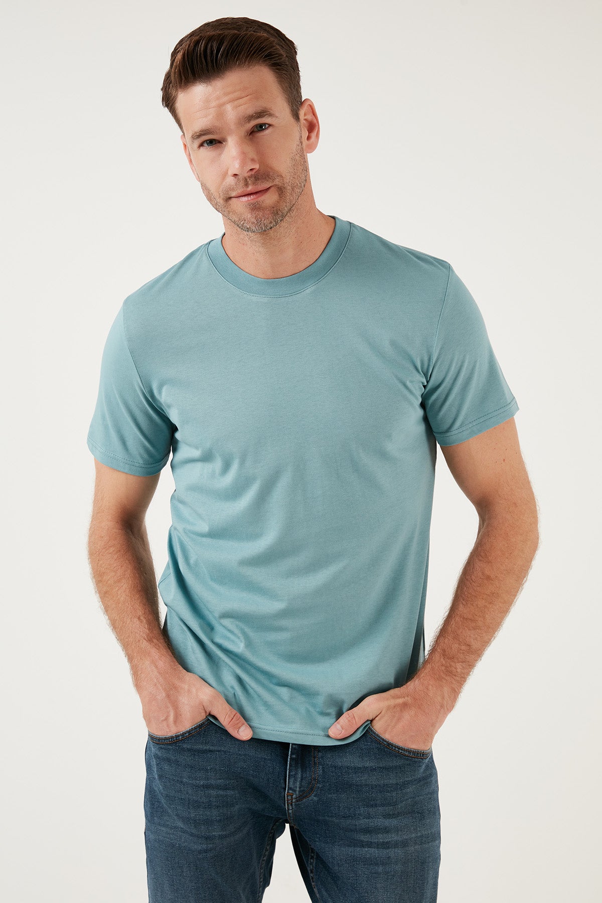 Buratti Pamuklu Regular Fit Bisiklet Yaka Basic Erkek T Shirt 59020201 MAVİ