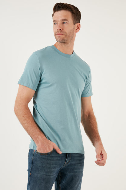 Buratti Pamuklu Regular Fit Bisiklet Yaka Basic Erkek T Shirt 59020201 MAVİ