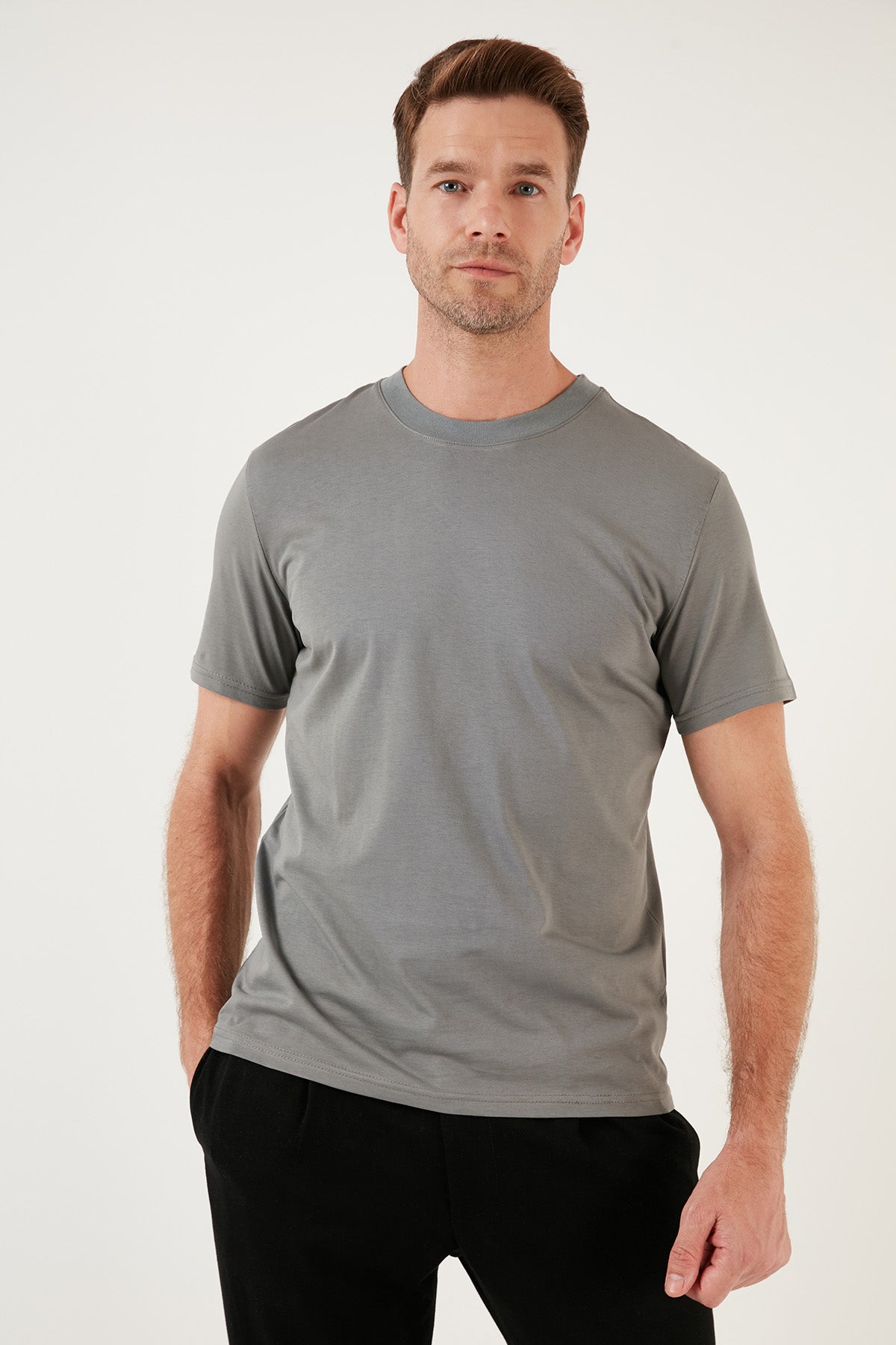 Buratti Pamuklu Regular Fit Bisiklet Yaka Basic Erkek T Shirt 59020201 AÇIK HAKİ