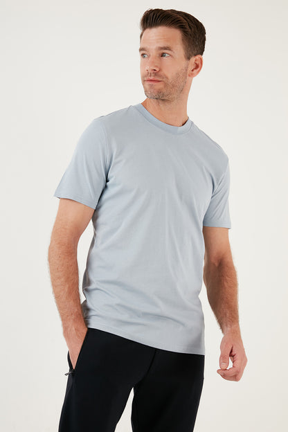 Buratti Pamuklu Regular Fit Bisiklet Yaka Basic Erkek T Shirt 59020201 ORTA MAVİ