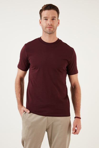 Buratti Pamuklu Regular Fit Bisiklet Yaka Basic Erkek T Shirt 59020201 VİŞNE