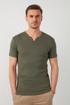 Buratti % 100 Pamuklu V Yaka Slim Fit Erkek T Shirt 5902122 HAKİ