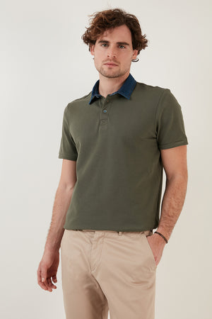 Buratti % 100 Pamuk Düğmeli Regular Fit Erkek Polo T Shirt 5902134 HAKİ