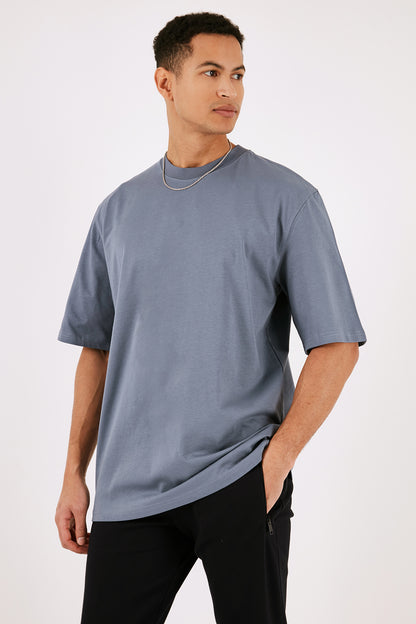 Buratti Pamuklu Oversize Bisiklet Yaka Basic Erkek T Shirt 5902365 KOYU MAVİ