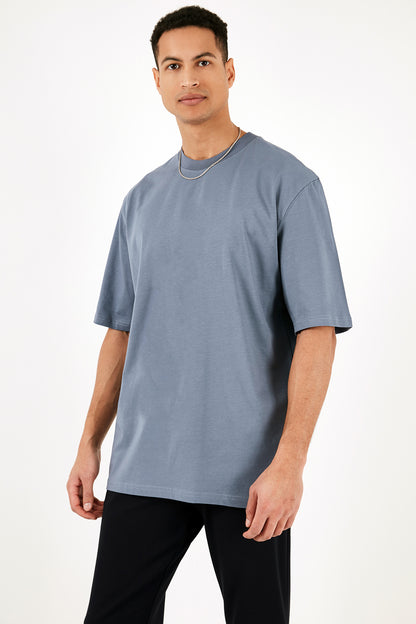 Buratti Pamuklu Oversize Bisiklet Yaka Basic Erkek T Shirt 5902365 KOYU MAVİ