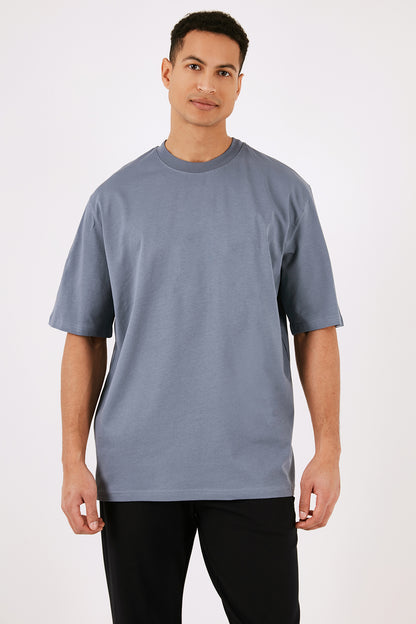 Buratti Pamuklu Oversize Bisiklet Yaka Basic Erkek T Shirt 5902365 KOYU MAVİ