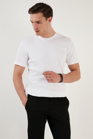 Buratti % 100 Pamuk Regular Fit Bisiklet Yaka Erkek T Shirt 5902407 BEYAZ