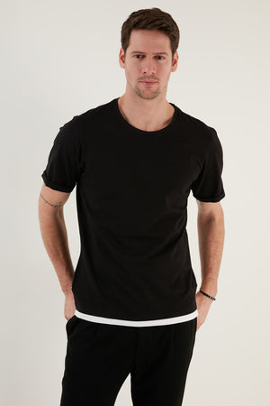 Buratti % 100 Pamuk Regular Fit Bisiklet Yaka Erkek T Shirt 5902515 SİYAH