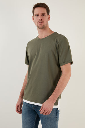 Buratti % 100 Pamuk Regular Fit Bisiklet Yaka Erkek T Shirt 5902515 HAKİ