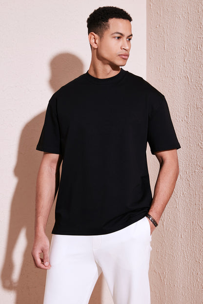 Buratti Pamuklu Bisiklet Yaka Relaxed Fit Basic Erkek T Shirt 5902610 SİYAH