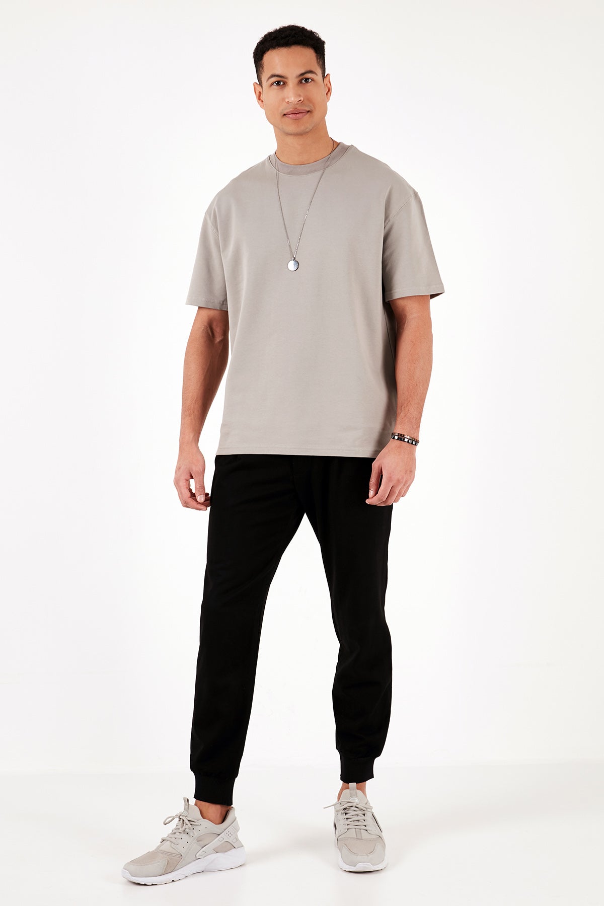 Buratti Pamuklu Bisiklet Yaka Relaxed Fit Basic Erkek T Shirt 5902610 KÜL