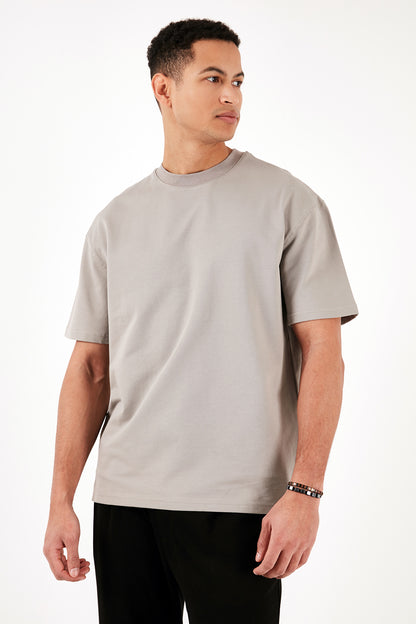 Buratti Pamuklu Bisiklet Yaka Relaxed Fit Basic Erkek T Shirt 5902610 KÜL