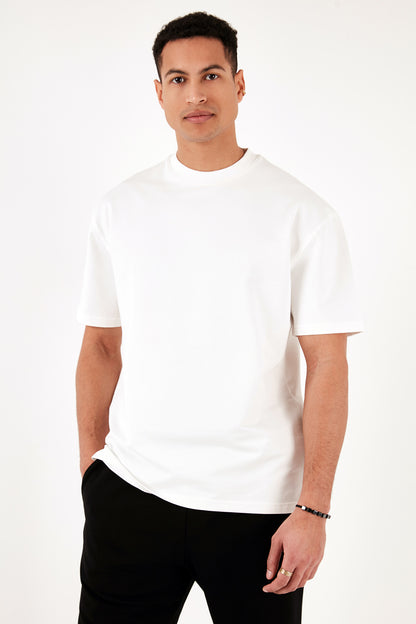 Buratti Pamuklu Bisiklet Yaka Relaxed Fit Basic Erkek T Shirt 5902610 EKRU