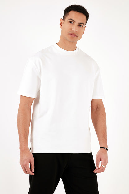 Buratti Pamuklu Bisiklet Yaka Relaxed Fit Basic Erkek T Shirt 5902610 EKRU