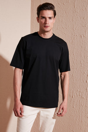 Buratti % 100 Pamuk Sırt Baskılı Oversize Bisiklet Yaka Erkek T Shirt 5902636 SİYAH