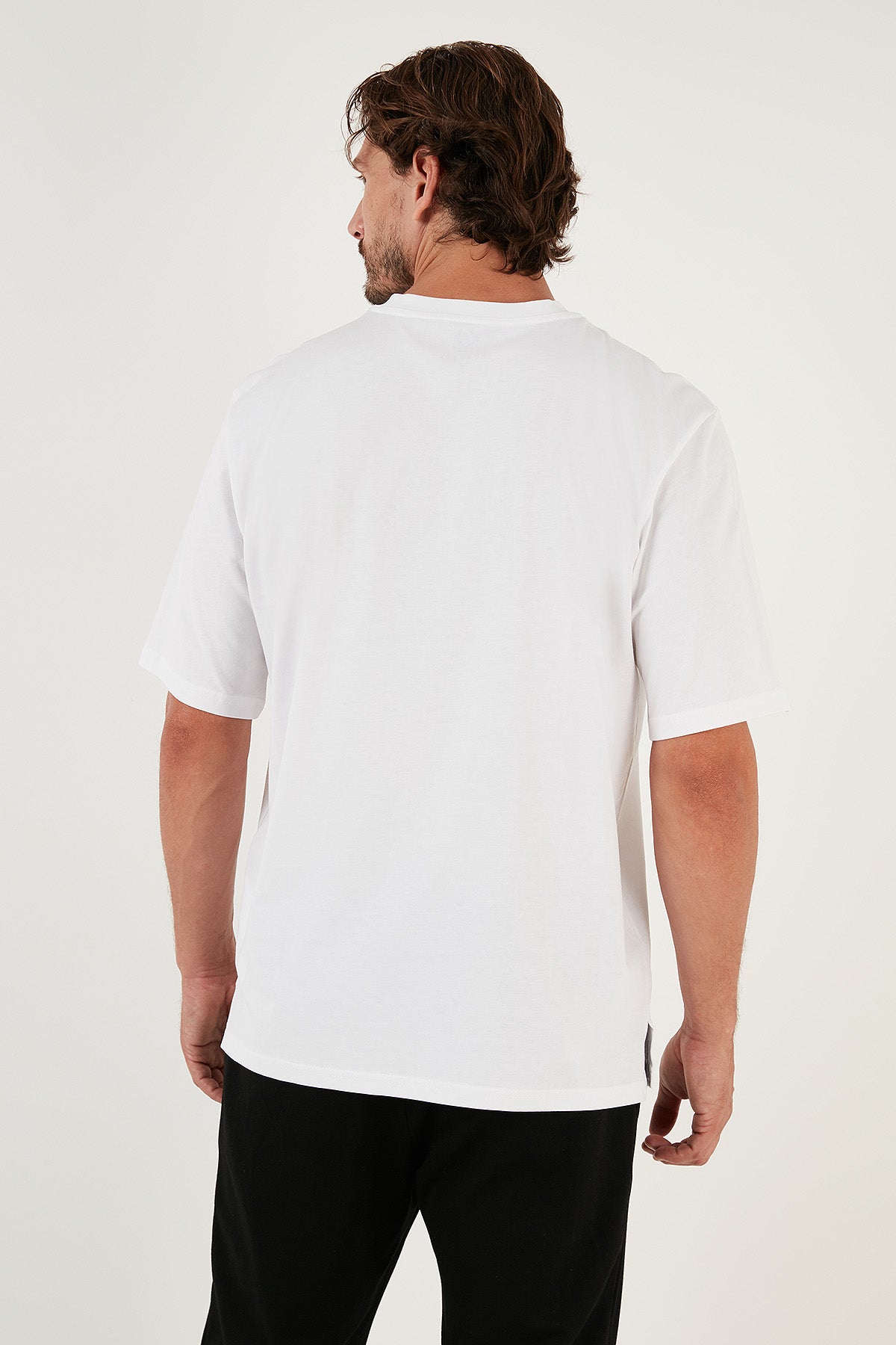 Buratti % 100 Pamuk Baskılı Oversize Bisiklet Yaka Erkek T Shirt 5902651 BEYAZ