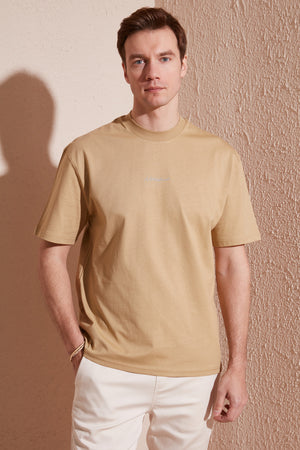 Buratti Pamuklu Relaxed Fit Sıfır Yaka Erkek T Shirt 5902702 CAMEL