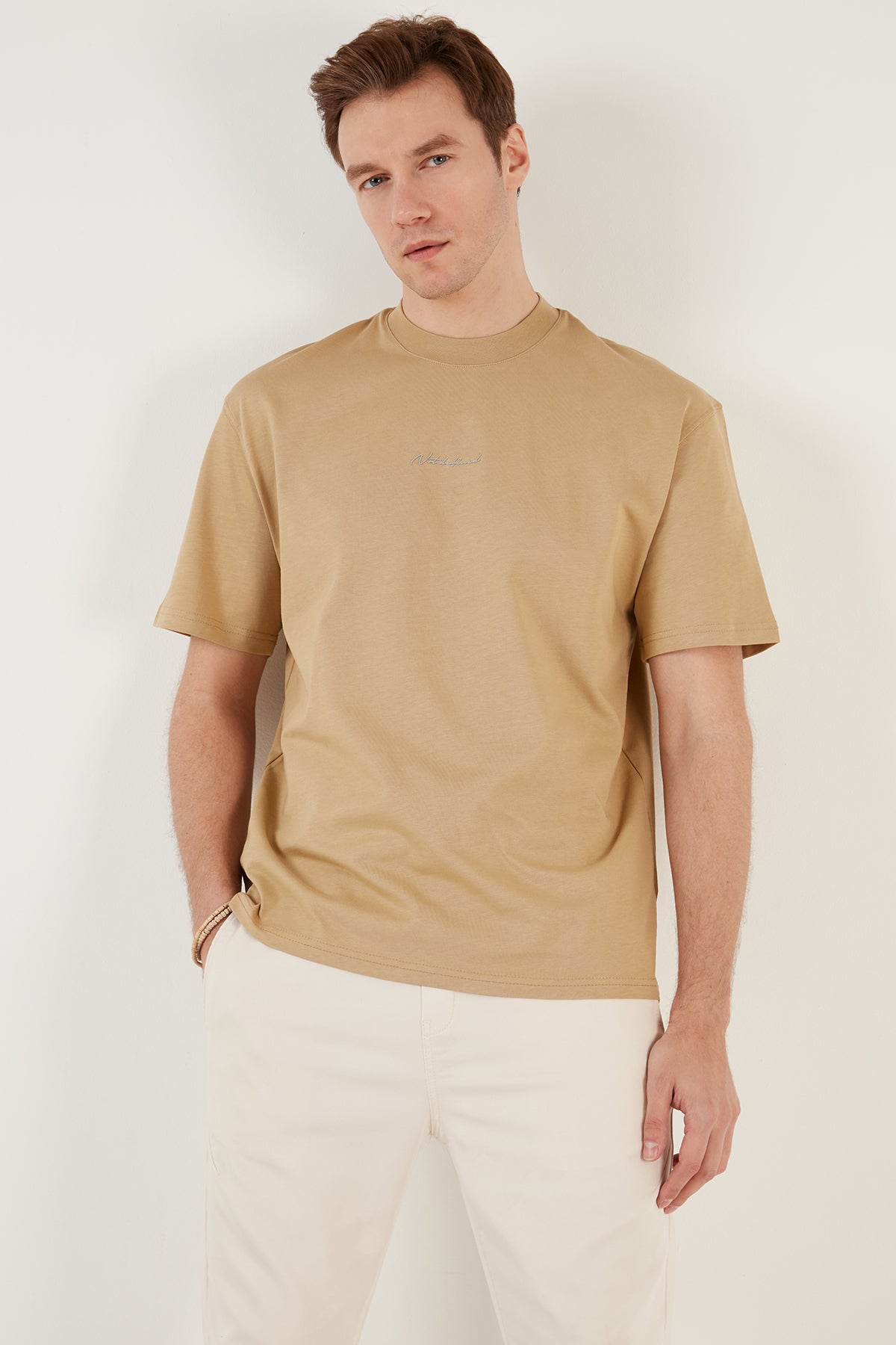 Buratti Pamuklu Relaxed Fit Sıfır Yaka Erkek T Shirt 5902702 CAMEL