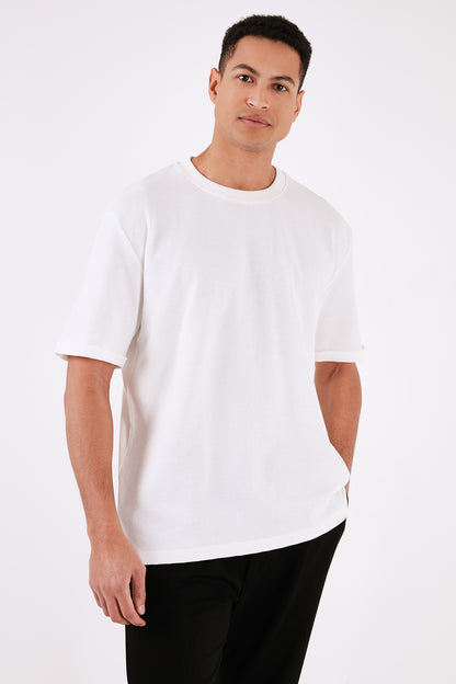 Buratti Pamuklu Bisiklet Yaka Regular Fit Basic Erkek T Shirt 5902731 EKRU