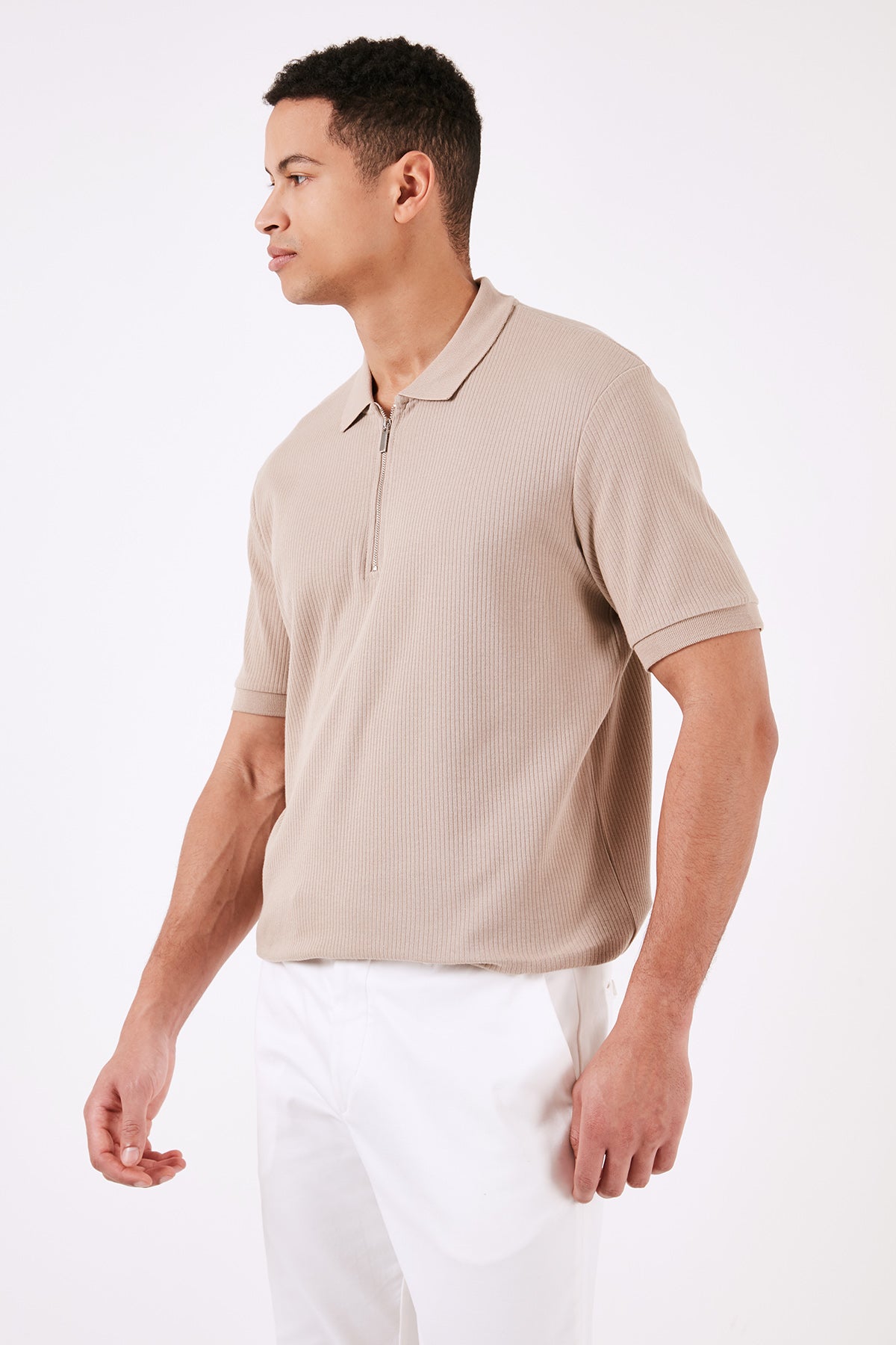 Buratti Pamuklu Regular Fit Fermuarlı Erkek Polo Yaka T Shirt 5902738 VİZON