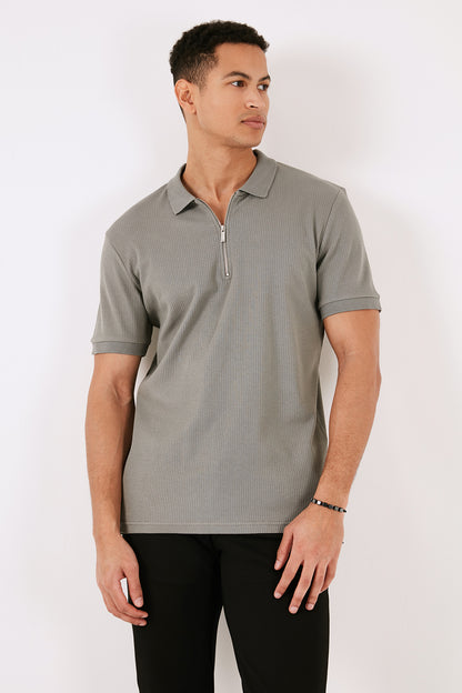 Buratti Pamuklu Regular Fit Fermuarlı Erkek Polo Yaka T Shirt 5902738 AÇIK HAKİ