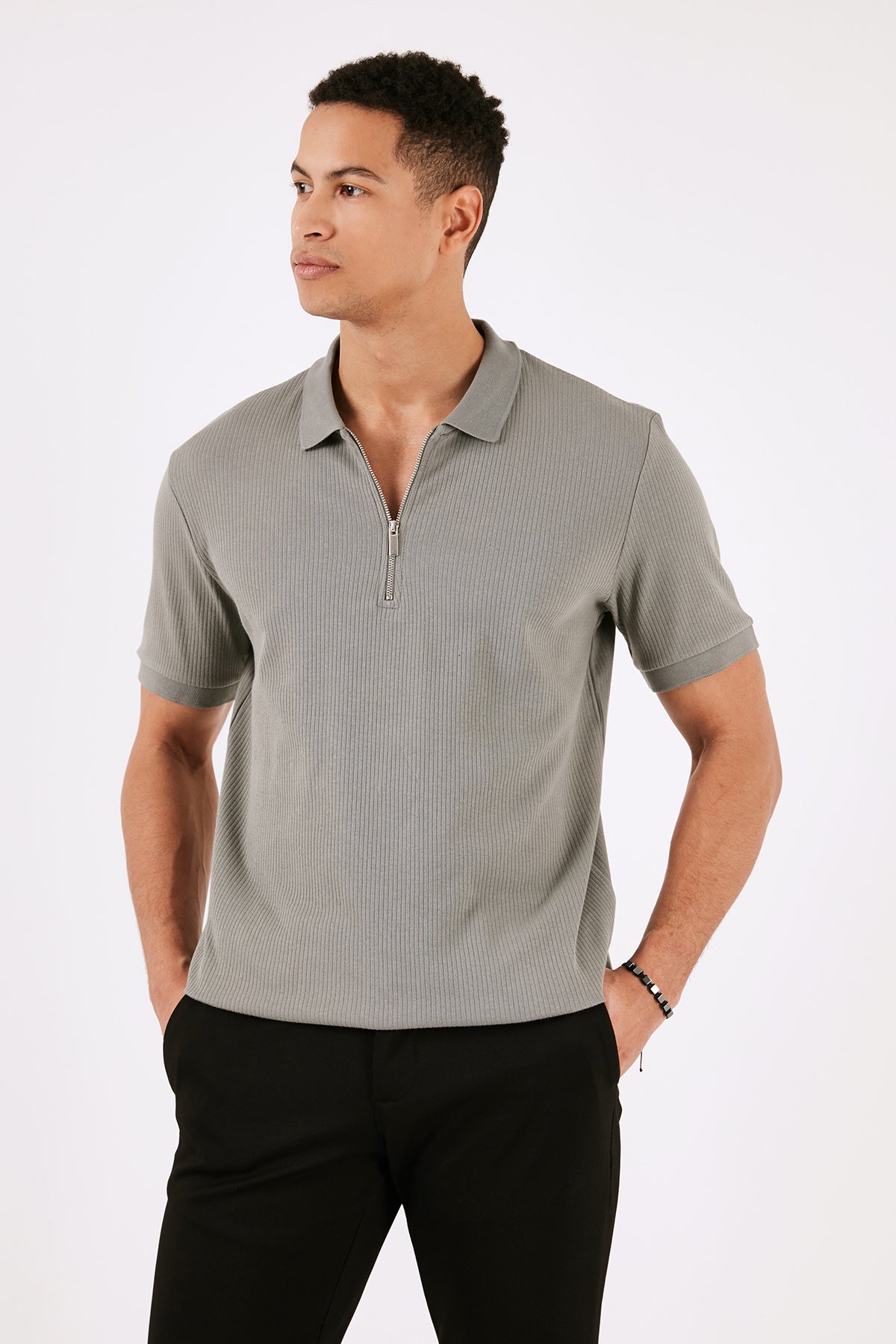 Buratti Pamuklu Regular Fit Fermuarlı Erkek Polo Yaka T Shirt 5902738 AÇIK HAKİ