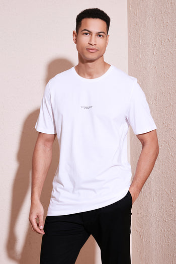 Buratti % 100 Pamuk Bisiklet Yaka Regular Fit Erkek T Shirt 5902757 BEYAZ