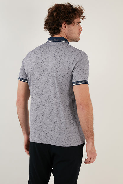 Buratti Pamuk Karışımlı Desenli Slim Fit Erkek Polo T Shirt 646B3200 LACİVERT