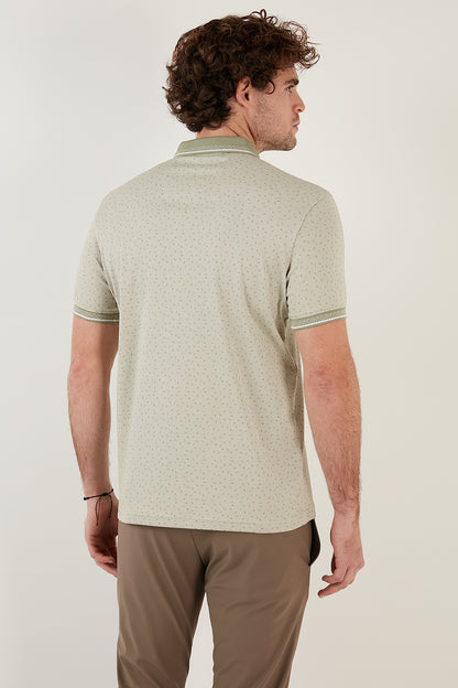 Buratti Pamuk Karışımlı Desenli Slim Fit Erkek Polo T Shirt 646B3200 ELMA YEŞİLİ