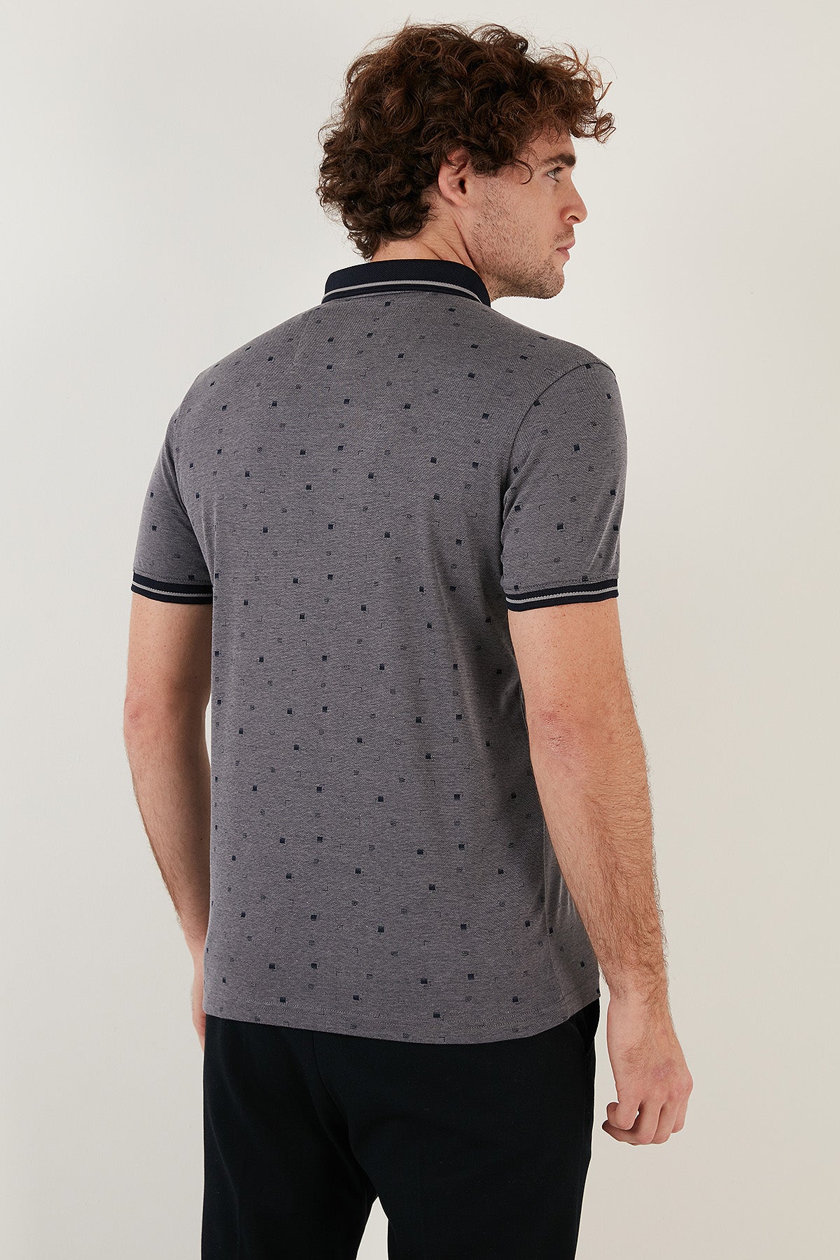 Buratti Pamuk Karışımlı Desenli Slim Fit Erkek Polo T Shirt 646B3210 LACİVERT