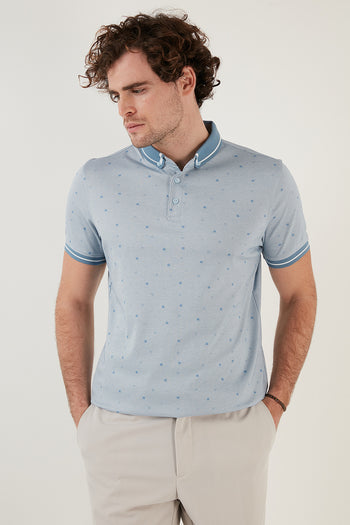 Buratti Pamuk Karışımlı Desenli Slim Fit Erkek Polo T Shirt 646B3210 AÇIK MAVİ