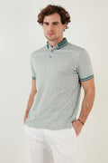 Buratti Pamuk Karışımlı Desenli Slim Fit Erkek Polo T Shirt 646B3210 DUMAN YEŞİL