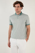 Buratti Pamuk Karışımlı Desenli Slim Fit Erkek Polo T Shirt 646B3210 DUMAN YEŞİL