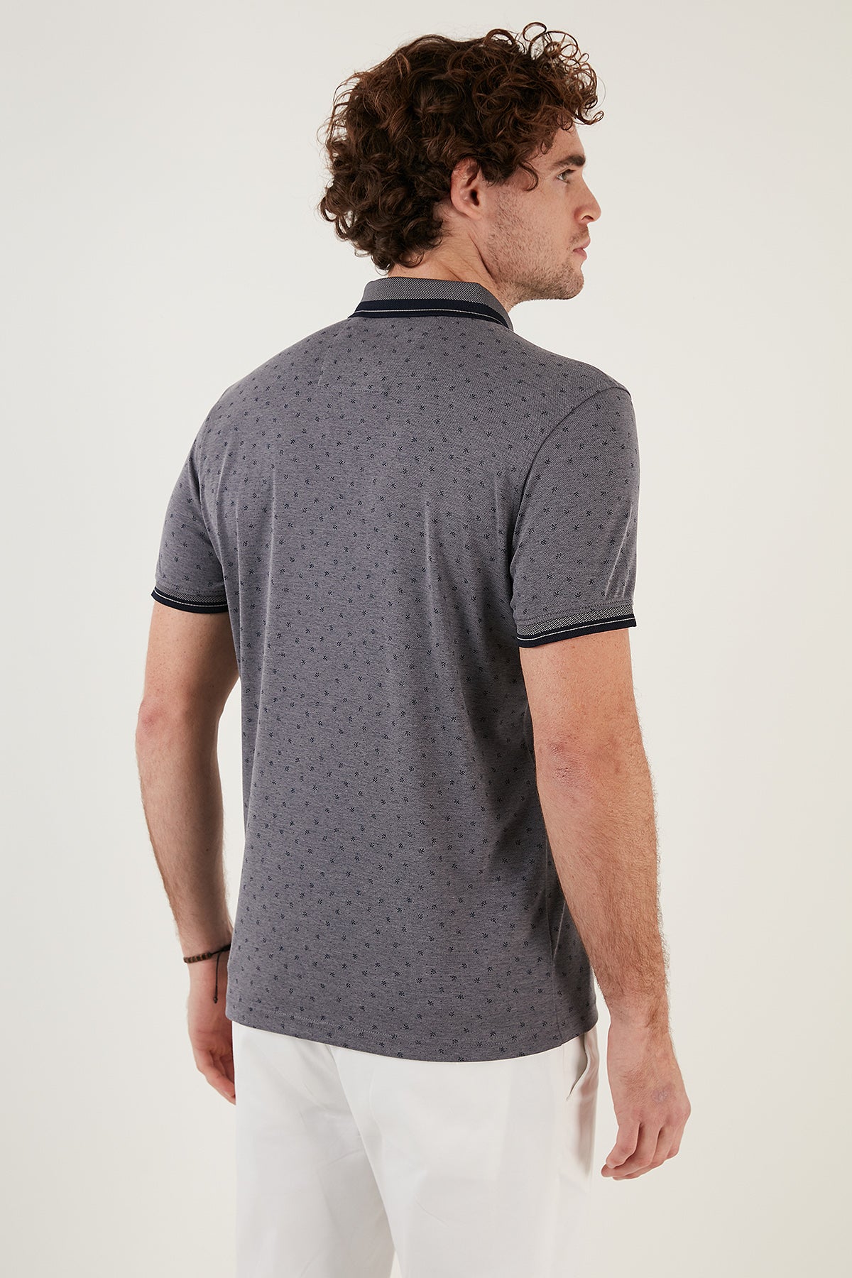 Buratti Pamuk Karışımlı Desenli Slim Fit Erkek Polo T Shirt 646B3250 LACİVERT