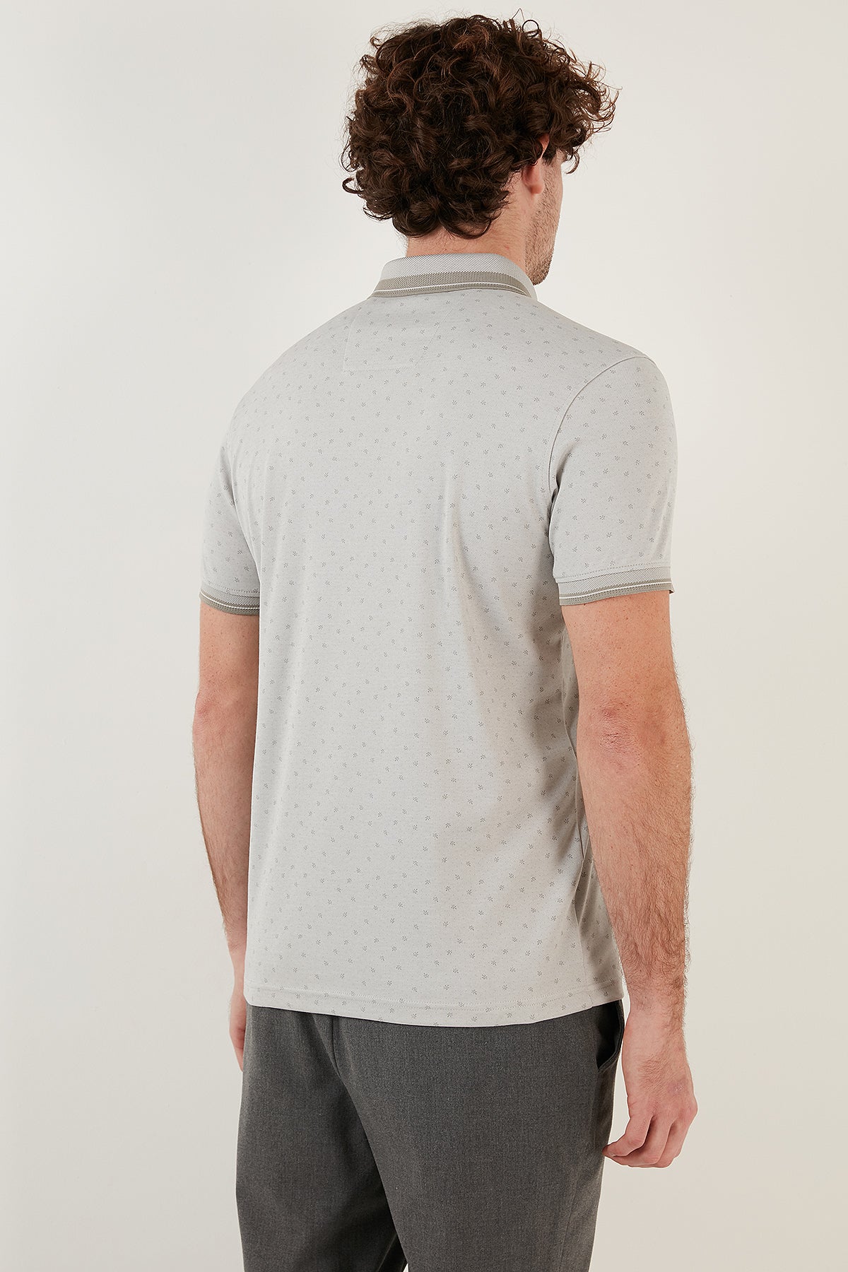 Buratti Pamuk Karışımlı Desenli Slim Fit Erkek Polo T Shirt 646B3250 GRİ