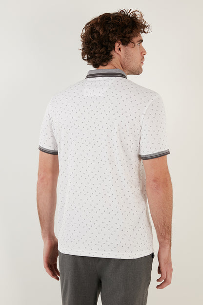Buratti Pamuk Karışımlı Desenli Slim Fit Erkek Polo T Shirt 646B3250 BEYAZ