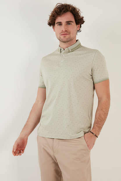 Buratti Pamuk Karışımlı Desenli Slim Fit Erkek Polo T Shirt 646B3250 ELMA YEŞİLİ