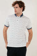 Buratti Pamuk Karışımlı Desenli Slim Fit Erkek Polo T Shirt 646B3280 BEYAZ