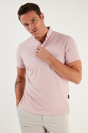 Buratti Pamuklu Slim Fit Erkek Polo T Shirt 646R1000 Beyaz-Rose