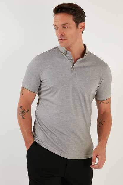 Buratti Pamuklu Slim Fit Erkek Polo T Shirt 646R1000 Küf-Beyaz